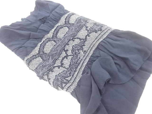 未使用品　正絹　絞り笹模様男物兵児帯